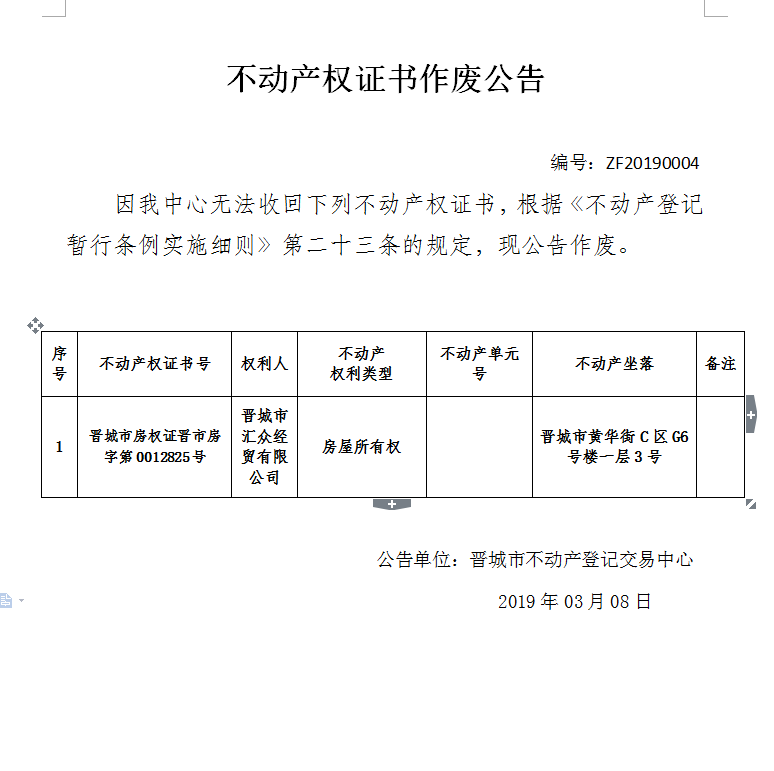 不动产权证书作废公告（一百二十三）(图1)