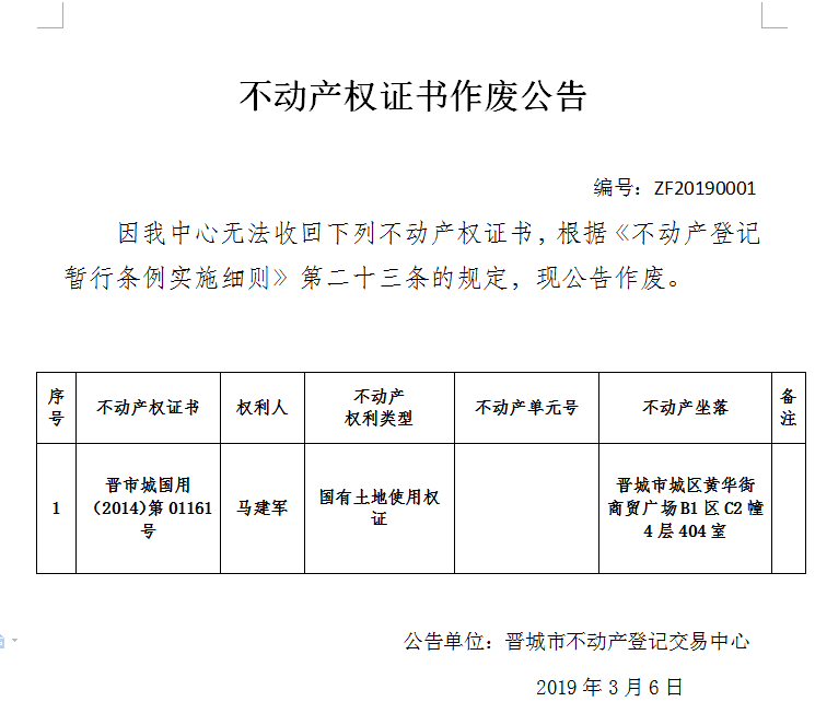 不动产权证书作废公告（一百二十一）(图1)