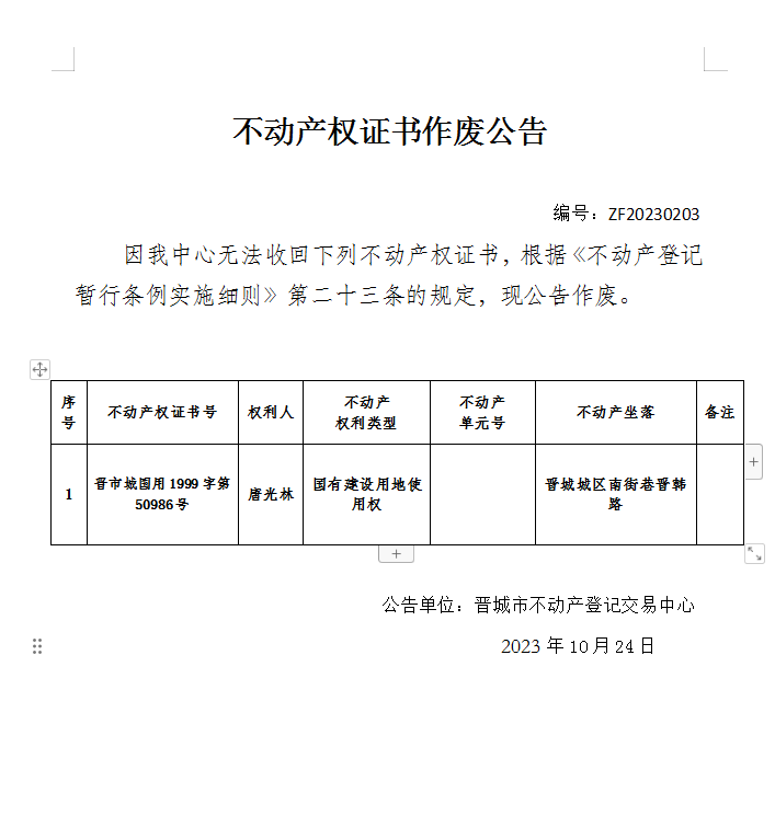 不动产权证书作废公告（九百三十三）20230203(图1)