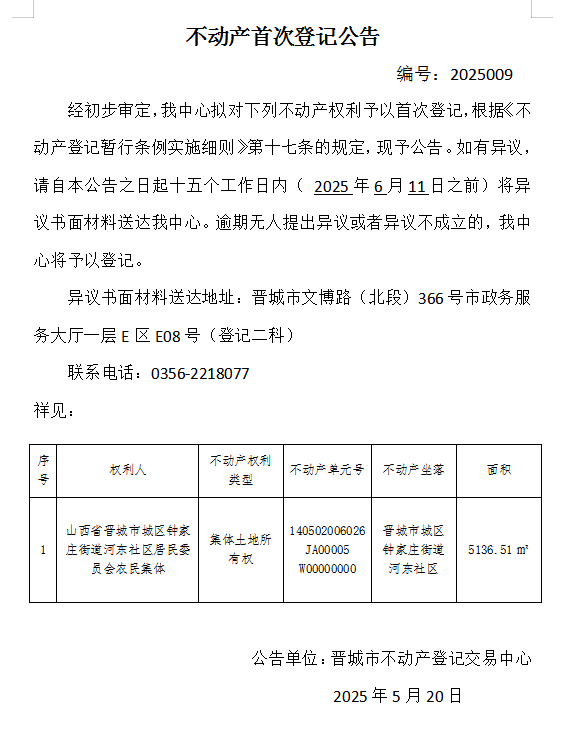 不动产首次登记公告（一百二十八）2025009(图1)
