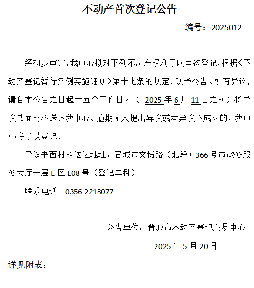 不动产首次登记公告（一百三十一）2025012(图1)