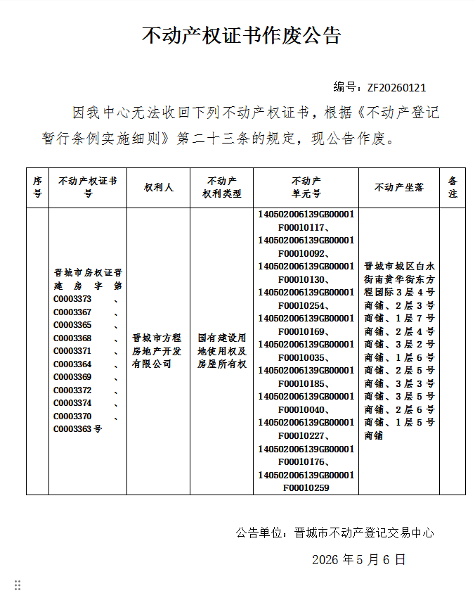 不动产权证书作废公告（一千三百五十三）20260121(图1)