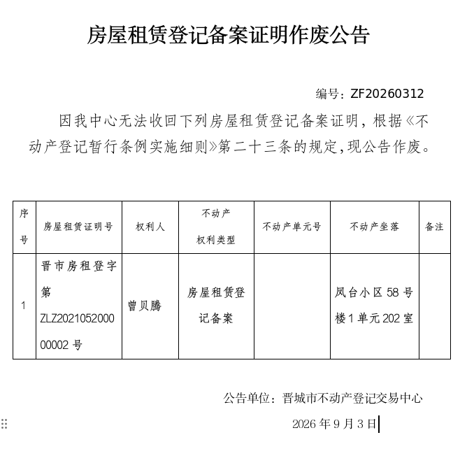  不动产权证书作废公告（一千五百四十四）20260312(图1)